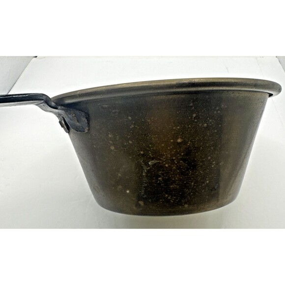 Antique VTG Brass Copper Fireplace Pot with Long Iron Handle Dipper Scoop France - Picture 7 of 8